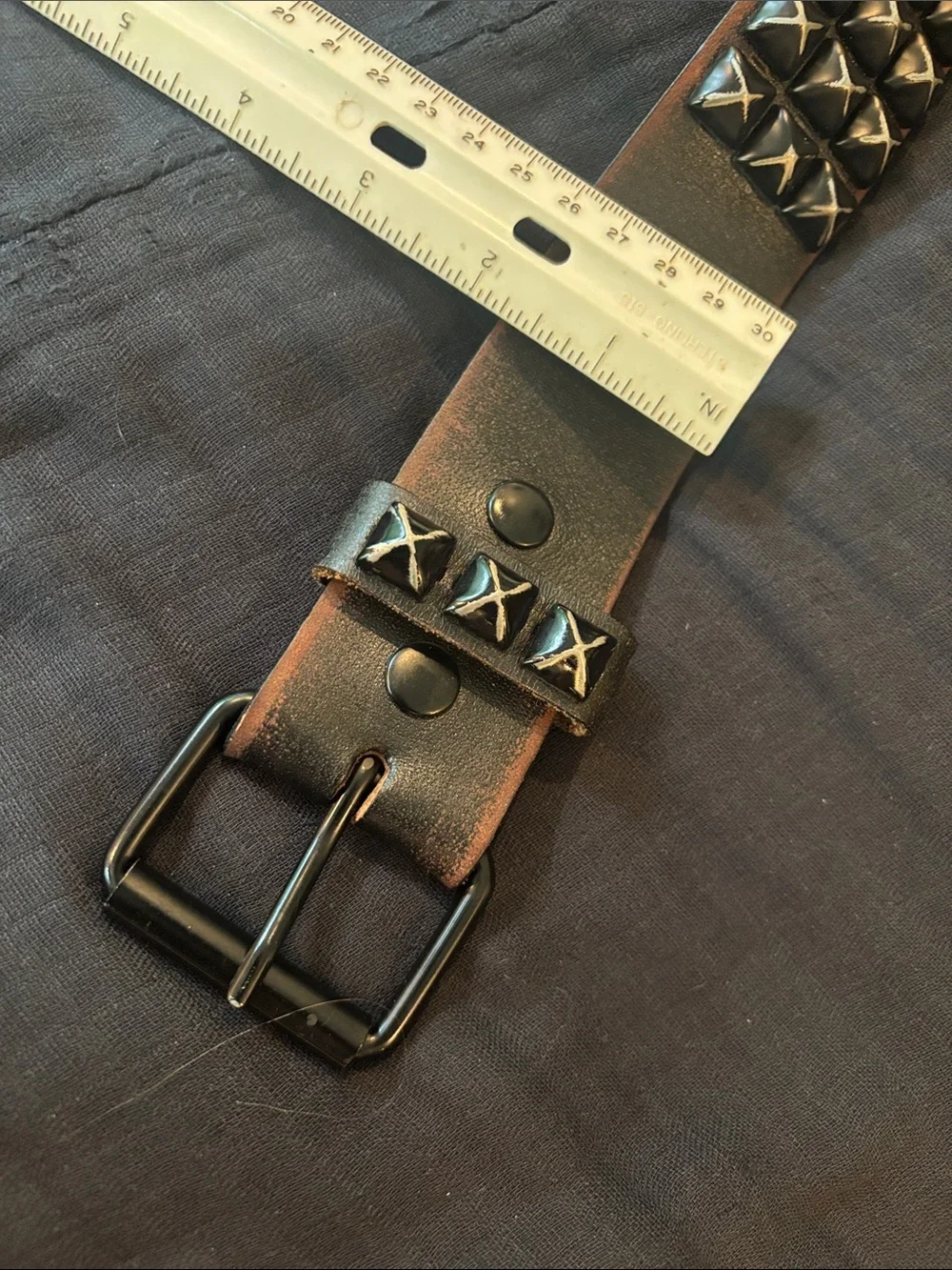 Studded Leather Belt - Black with Silver Studs